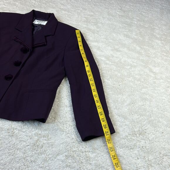 Y2K Kasper A.S.L. Petite Purple eggplant velvet trim skirt suite, size 4P - Picture 3 of 14